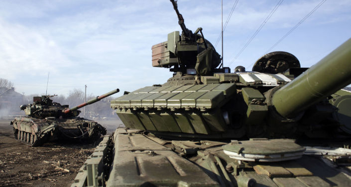 Украјински тенкови на пункту Горловка, Донбас