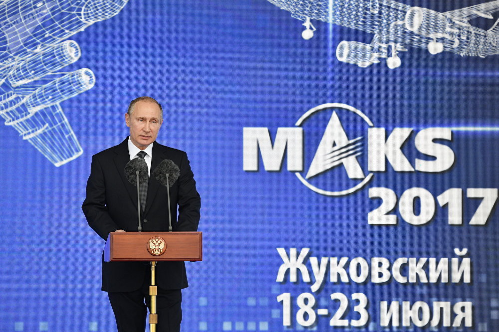 Председник Русије Владимир Путин на отварању Међународног авио-космичког салона МАКС 2017.