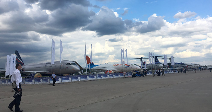 Авиони на полигону пред отварање Међународног авио-космичког салона МАКС 2017 у Русији.